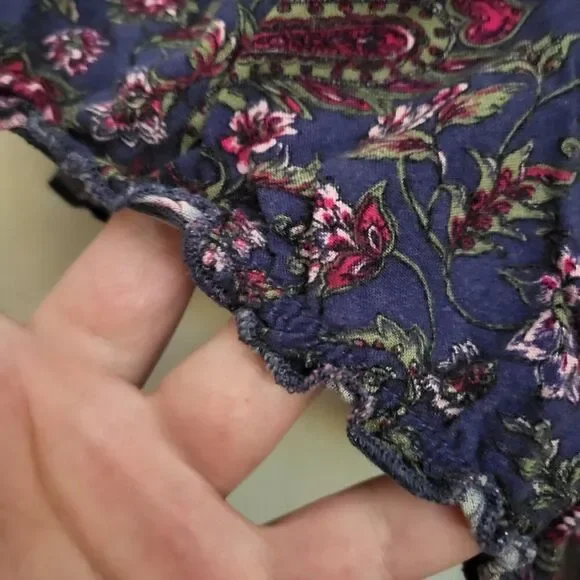 Faded Glory Blue Floral Paisley Peasant Blouse - Picture 5 of 8